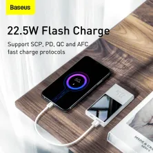 УМБ Baseus Super Mini 10000mAh 22.5W 5A з технологією QC3.0 + PD3.0 + Кабель USB to Type-C Білий