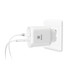 Сетевое зарядное устройство Baseus Bojure Series PD3.0 32W Type-C PD 3A + USB 1A + Кабель 18W Type-C to Lightning 1м Белый