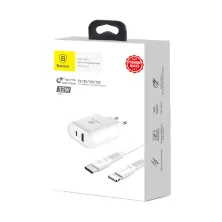Сетевое зарядное устройство Baseus Bojure Series PD3.0 32W Type-C PD 3A + USB 1A + Кабель 18W Type-C to Lightning 1м Белый