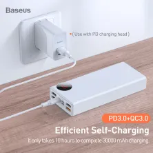 УМБ Baseus Mulight 30000mAh 33W з технологією QC3.0 + PD3.0 Білий