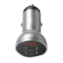 Автомобильное зарядное устройство Baseus Digital Display 24W 2USB 4.8A Серебристый