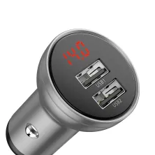 Автомобильное зарядное устройство Baseus Digital Display 24W 2USB 4.8A Серебристый