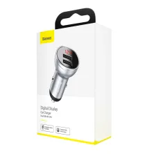Автомобильное зарядное устройство Baseus Digital Display 24W 2USB 4.8A Серебристый