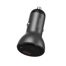 Автомобільний зарядний пристрій Baseus Digital Display QC 4.0 + PD3.0 PPS 45W USB + Type-C 5A + Кабель Type-C to Type-C 60W 20V/3A 1м Чорний