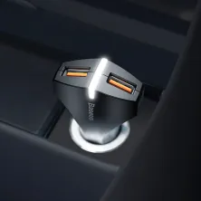 Автомобільний зарядний пристрій Baseus Small Rocket QC 3.0 2USB 3A Чорний