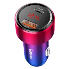 Автомобильное зарядное устройство Baseus Magic Series Dual Quick Charge Car Charger QC 4.0 45W USB + Type-C Красный