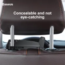 Автотримач для телефону на підголівник Baseus Backseat Vehicle 2в1 + гак-вішалка Чорний