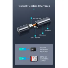 Кардрідер Baseus Mini-Cabin Card Reader 2in1 USB/Type-C, SD/TF Cards Сірий
