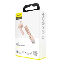 Беспроводная Bluetooth гарнитура Baseus Encok Wirelless Earphones A05 + USB док-станция Розовый