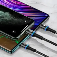 Кабель Baseus Halo Data 3-in-1 Cable USB to Lightning+Type-C+MicroUSB 3.5А 1.2m Чорний
