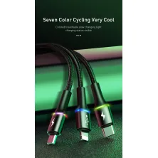 Кабель Baseus Halo Data 3-in-1 Cable USB to Lightning+Type-C+MicroUSB 3.5А 1.2m Чорний