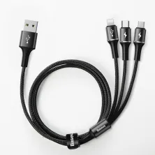 Кабель Baseus Halo Data 3-in-1 Cable USB to Lightning+Type-C+MicroUSB 3.5А 1.2m Чорний