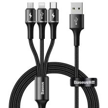 Кабель Baseus Halo Data 3-in-1 Cable USB to Lightning+Type-C+MicroUSB 3.5А 1.2m Чорний