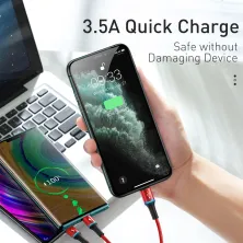 Кабель Baseus Halo Data 3-in-1 Cable USB to Lightning+Type-C+MicroUSB 3.5А 1.2m Червоний