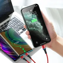 Кабель Baseus Halo Data 3-in-1 Cable USB to Lightning+Type-C+MicroUSB 3.5А 1.2m Червоний