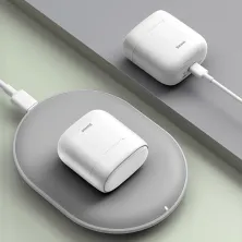 Беспроводные Bluetooth наушники Baseus Encok TWS W06 с функцией беспроводной зарядки Qi Белый