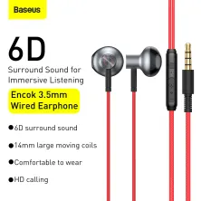 Навушники Baseus Encok H19 Wired Earphone 3.5mm Червоний