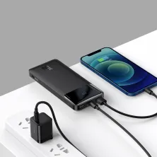 УМБ Baseus Bipow Digital Display 10000mAh 15W 3A 2USB + Type-C Чорний