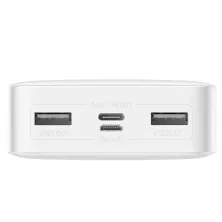 УМБ Baseus Bipow Digital Display 20000mAh 15W 3A 2USB + Type-C Білий