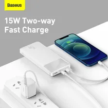 УМБ Baseus Bipow Digital Display 10000mAh 15W 3A 2USB + Type-C Білий