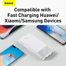 УМБ Baseus Bipow Digital Display 10000mAh 15W 3A 2USB + Type-C Білий
