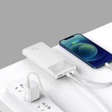 УМБ Baseus Bipow Digital Display 10000mAh 15W 3A 2USB + Type-C Білий