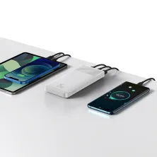 УМБ Baseus Bipow Digital Display 10000mAh 15W 3A 2USB + Type-C Білий