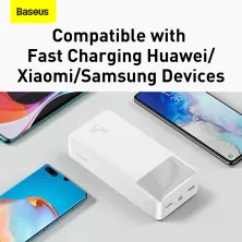 УМБ Baseus Bipow Digital Display 30000mAh 15W 3A 2USB + Type-C Білий