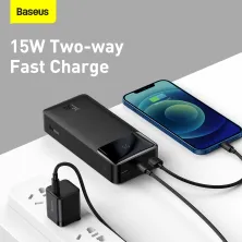 УМБ Baseus Bipow Digital Display 30000mAh 15W 3A 2USB + Type-C Чорний