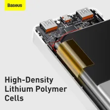 УМБ Baseus Bipow Digital Display 10000mAh 20W 3A з технологією QC3.0 + PD3.0 2USB + Type-C + Кабель USB to Micro USB Білий