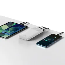 УМБ Baseus Bipow Digital Display 10000mAh 20W 3A з технологією QC3.0 + PD3.0 2USB + Type-C + Кабель USB to Micro USB Білий