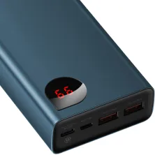 УМБ Baseus Adaman Metal Digital Display 20000mAh 65W 6A с технологией QC3.0+PD3.0 2USB+Type-C + Кабель USB to Type-C Синий