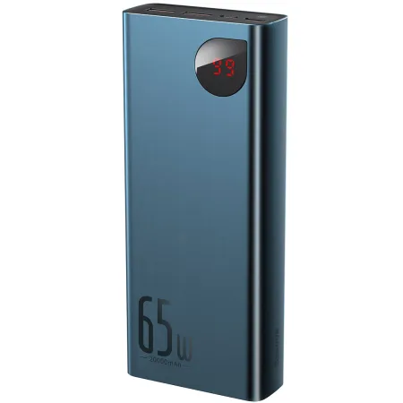 УМБ Baseus Adaman Metal Digital Display 20000mAh 65W 6A с технологией QC3.0+PD3.0 2USB+Type-C + Кабель USB to Type-C Синий