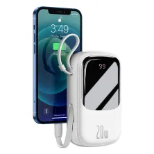 УМБ Baseus Q Pow 20000mAh 20W 5A з технологією QC3.0+PD3.0 та iP кабелем 20W Білий