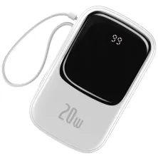 УМБ Baseus Q Pow 20000mAh 20W 5A з технологією QC3.0+PD3.0 та iP кабелем 20W Білий