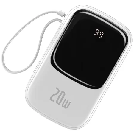 УМБ Baseus Q Pow 20000mAh 20W 5A з технологією QC3.0+PD3.0 та iP кабелем 20W Білий