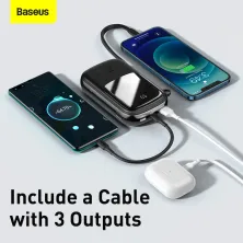 УМБ Baseus Q Pow 20000mAh 20W 5A з технологією QC3.0+PD3.0 та iP кабелем 20W Чорний