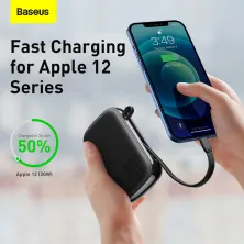 УМБ Baseus Q Pow 20000mAh 20W 5A з технологією QC3.0+PD3.0 та iP кабелем 20W Чорний