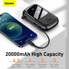 УМБ Baseus Q Pow 20000mAh 20W 5A з технологією QC3.0+PD3.0 та iP кабелем 20W Чорний