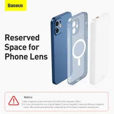 УМБ Baseus Magnetic 1in2 10000mAh 20W 3A QC3.0+PD3.0 с Беспроводной зарядкой Qi 10W Белый