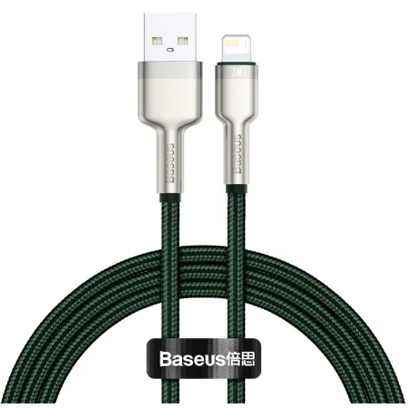 Кабель Baseus Cafule Metal Cable USB to Lightning 2.4A 1m Зелений