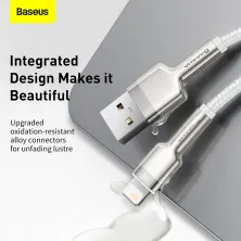 Кабель Baseus Cafule Metal Cable USB to Lightning 2.4A 1m Білий