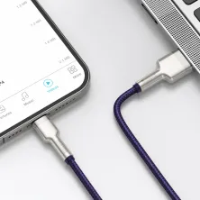 Кабель Baseus Cafule Metal Cable USB to Lightning 2.4A 1m Фіолетовий