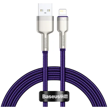 Кабель Baseus Cafule Metal Cable USB to Lightning 2.4A 1m Фіолетовий