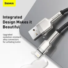Кабель Baseus Cafule Metal Cable USB to Lightning 2.4A 1m Чорний