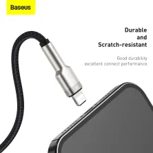 Кабель Baseus Cafule Metal Cable USB to Lightning 2.4A 1m Чорний