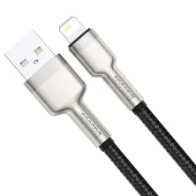 Кабель Baseus Cafule Metal Cable USB to Lightning 2.4A 1m Чорний