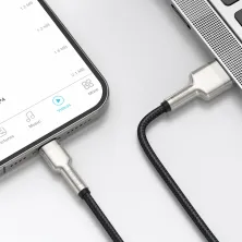 Кабель Baseus Cafule Metal Cable USB to Lightning 2.4A 1m Чорний