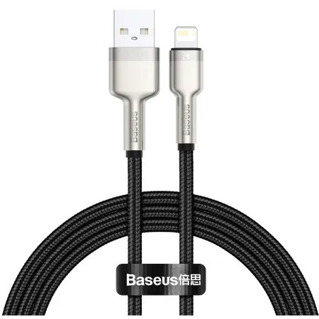 Кабель Baseus Cafule Metal Cable USB to Lightning 2.4A 1m Чорний