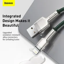Кабель Baseus Cafule Metal Cable USB to Lightning 2.4A 2m Зелений